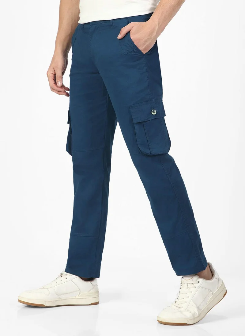 Urbano Fashion  Urbano Fashion Men's Royal Blue Regular Fit Solid Cargo Chino Pant with 6 Pockets for Men | Best Price UAE